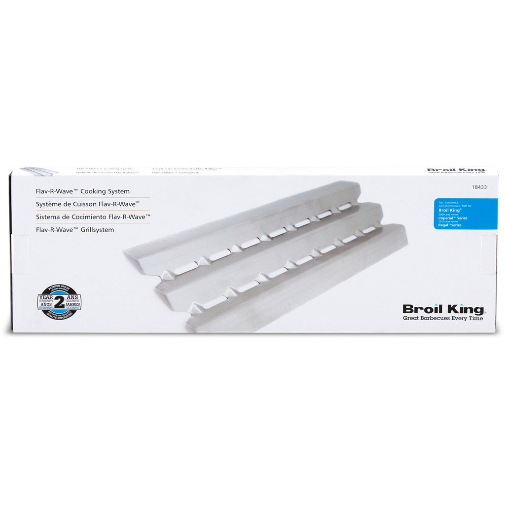Broil King flame tamer set in retail box, silver metal heat deflector bars