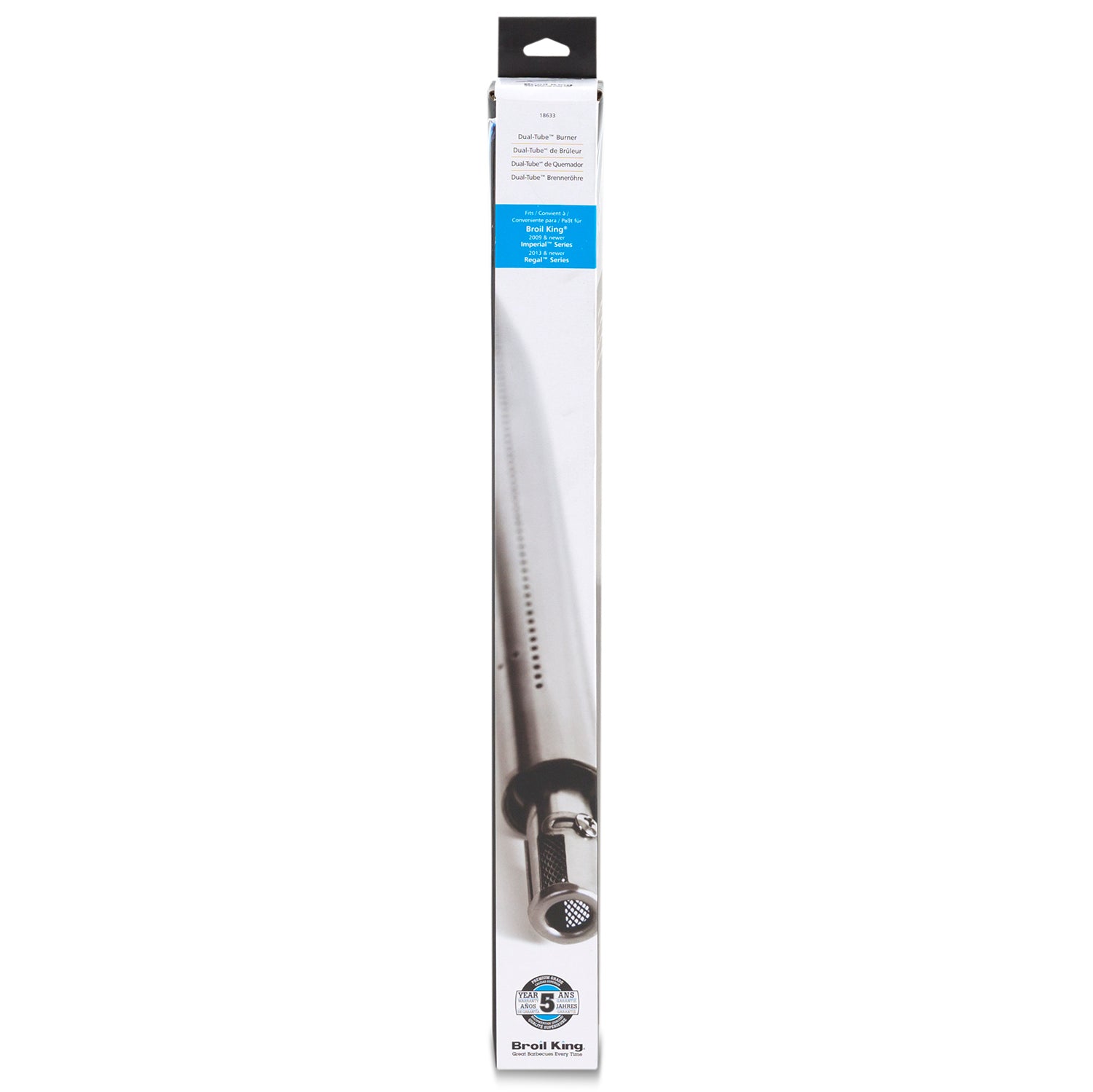 Tube-in-tube burner assembly in retail packaging, stainless steel long tube