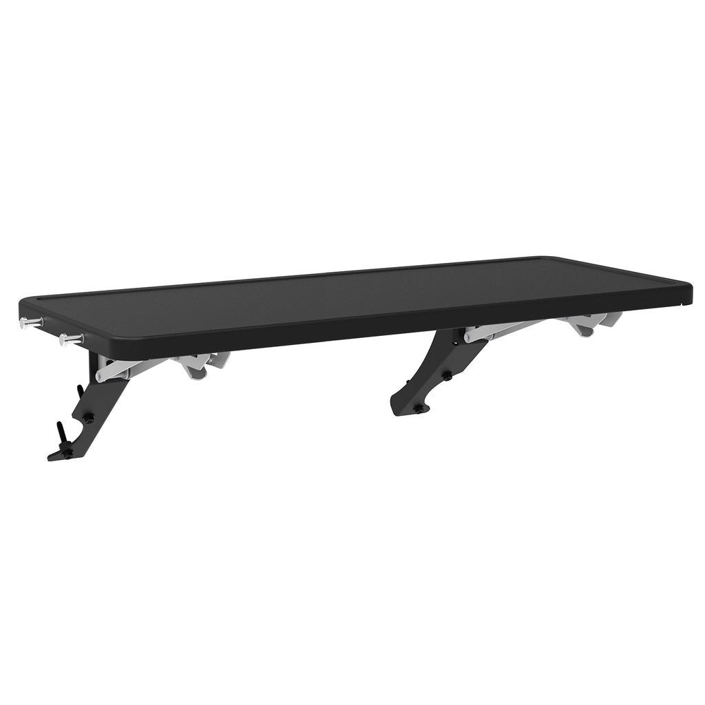 Dark gray grill/smoker shelf kit with black brackets and mounting hardware