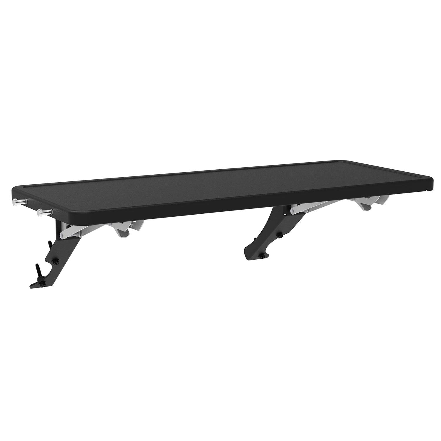 Dark gray grill/smoker shelf kit with black brackets and mounting hardware