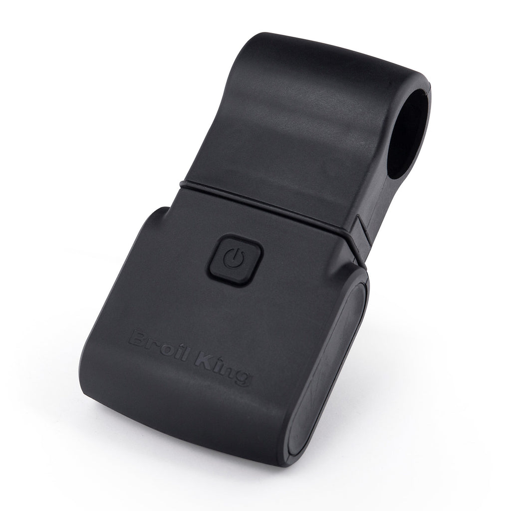 Black handle clip grill light with power button and side mounting opening