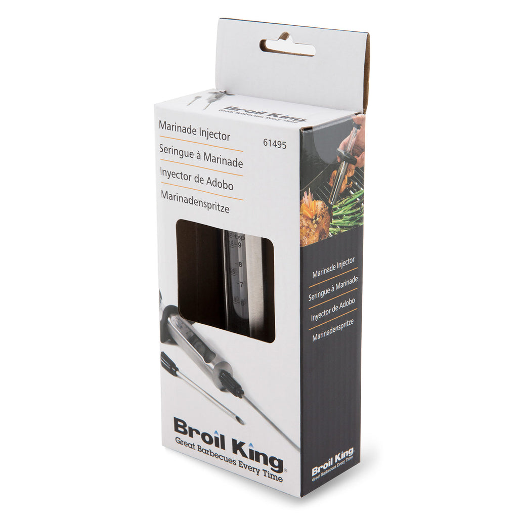 Broil King marinade injector retail box with clear window and product label