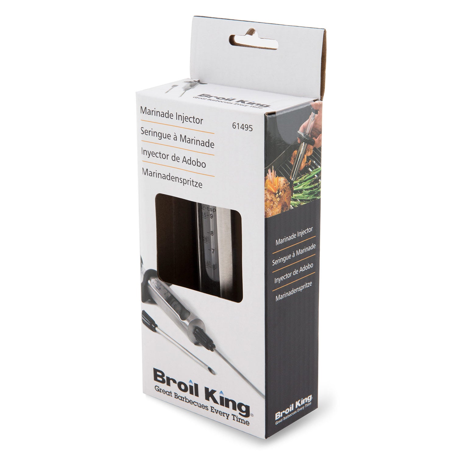 Broil King marinade injector retail box with clear window and product label
