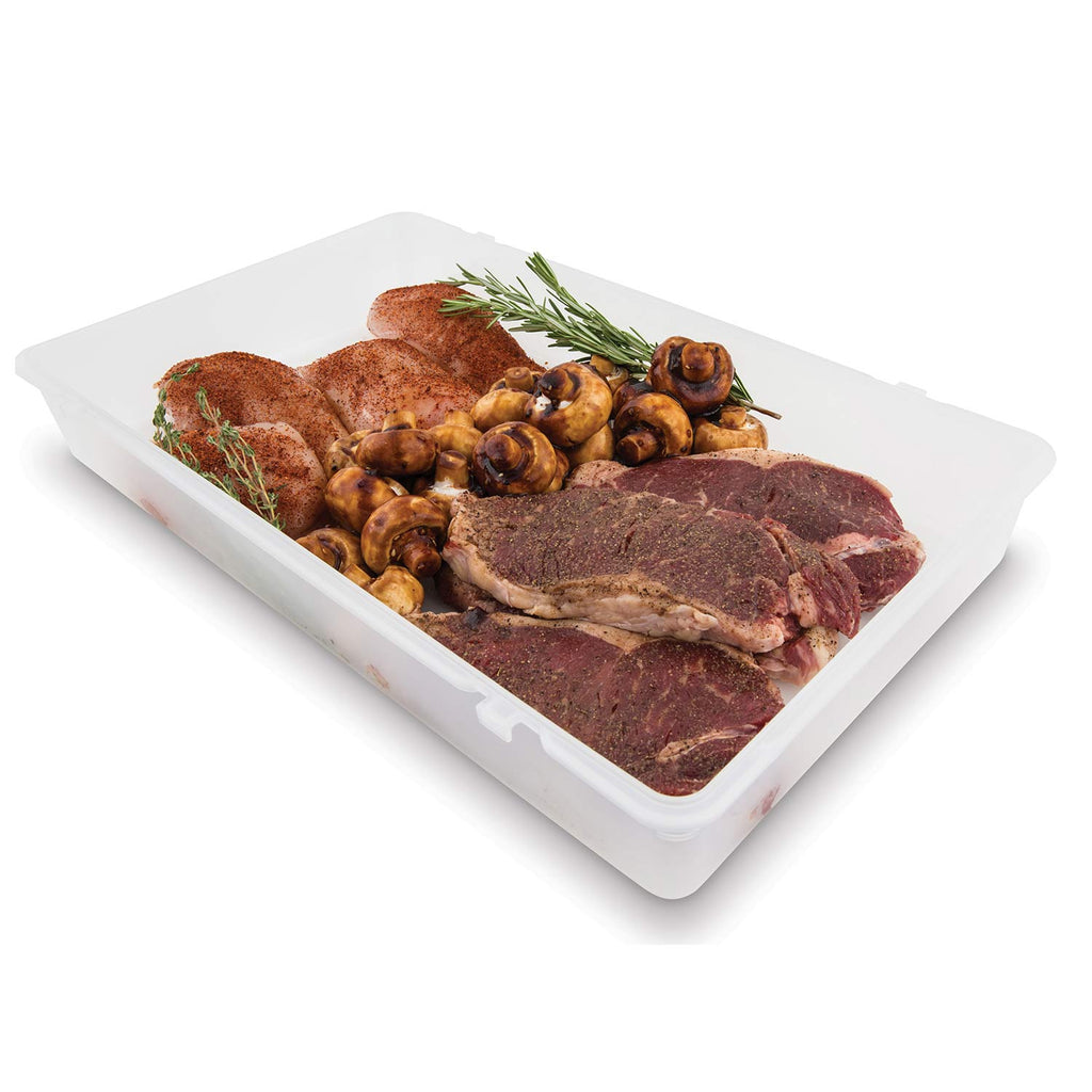 Porta-Chef tray with grilled meats, chicken, and herbs