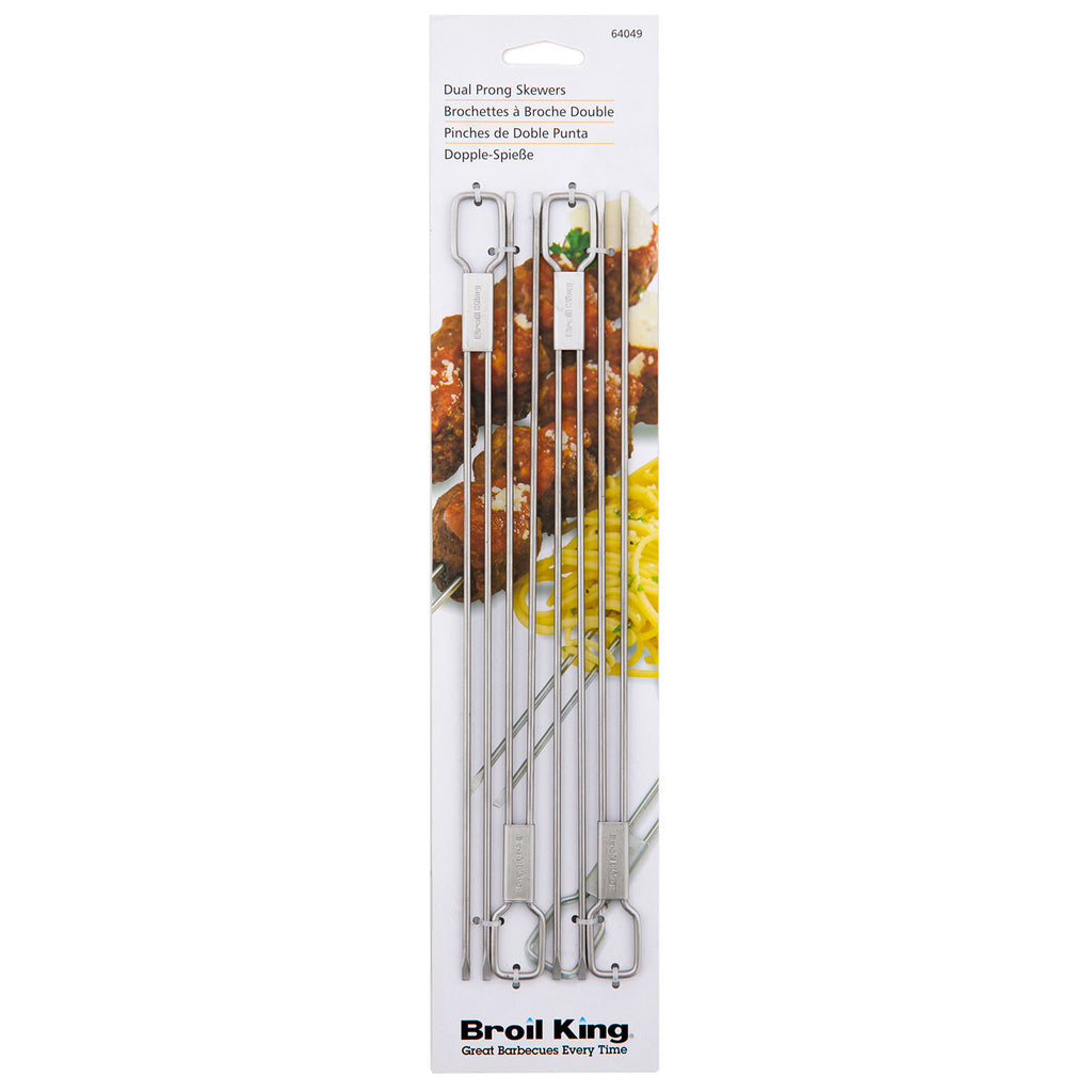 Broil King 64049 Stainless Steel Dual Prong Skewers, Set of 4