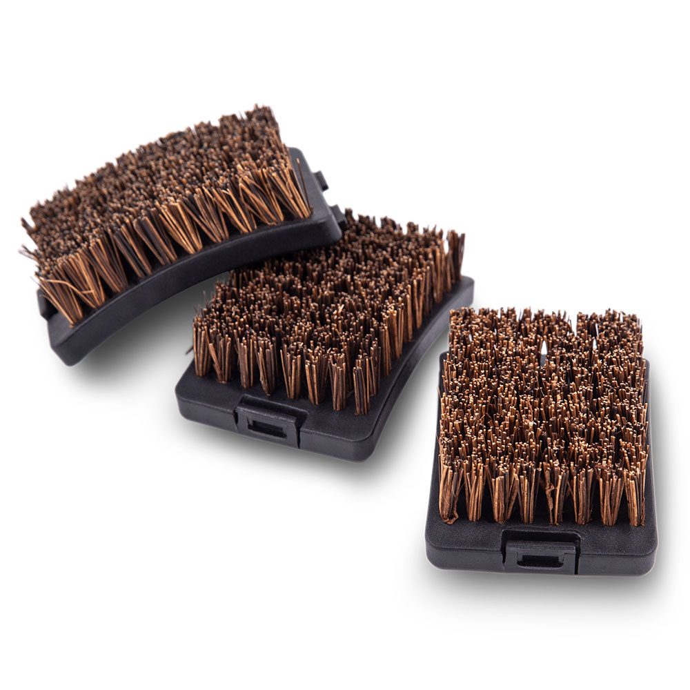 Replacement grill brush heads, three black bases with brown bristles