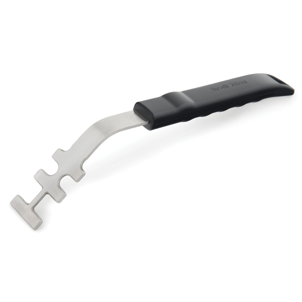 Broil King grid lifter tool with black handle and double-prong metal end