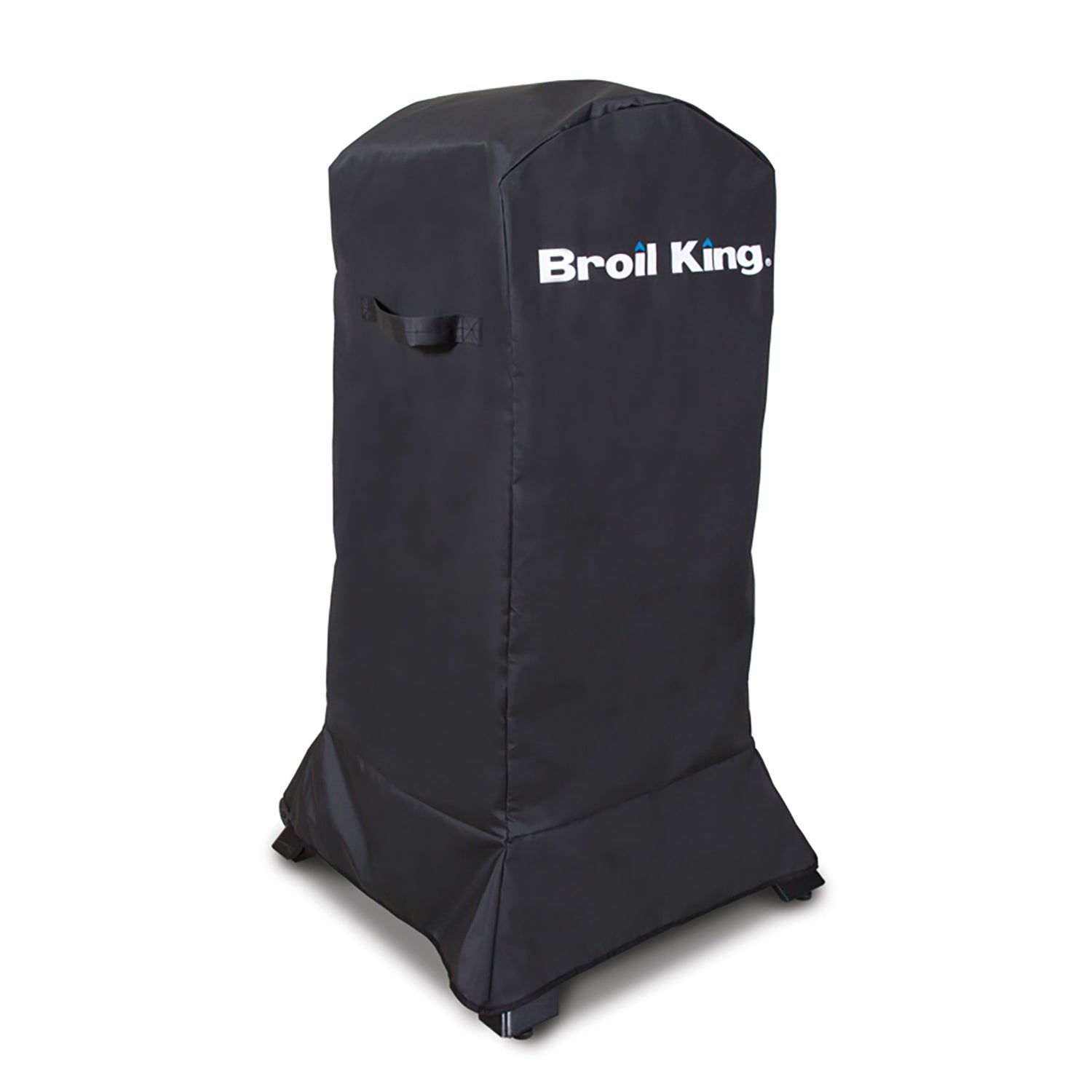 Black Broil King vertical smoker cover with front opening and elastic hem