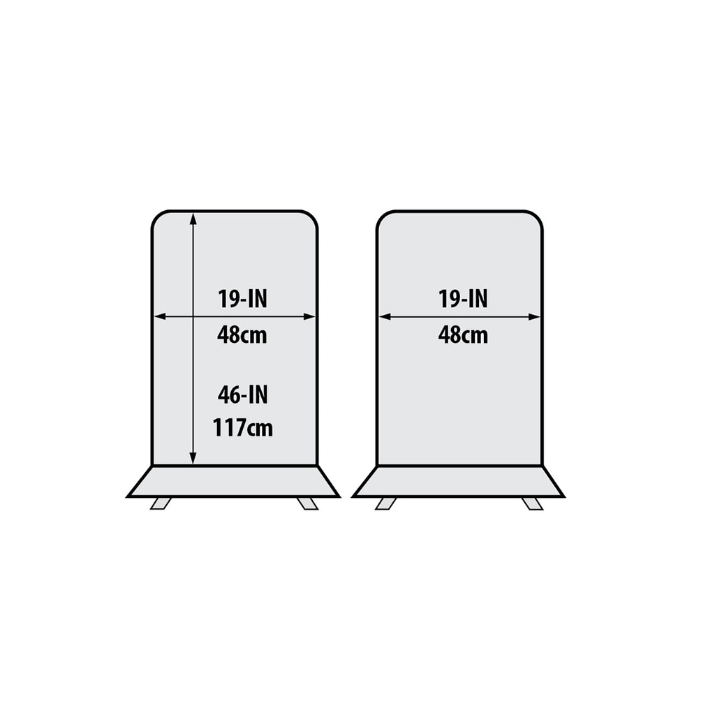 Vertical smoker cover size diagram showing 19 in width and 46–48 in height