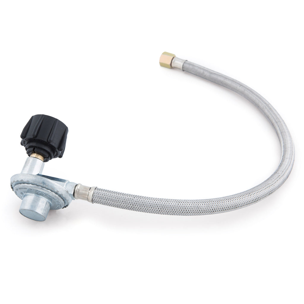 Braided stainless gas hose with QCC1 regulator and brass end fitting
