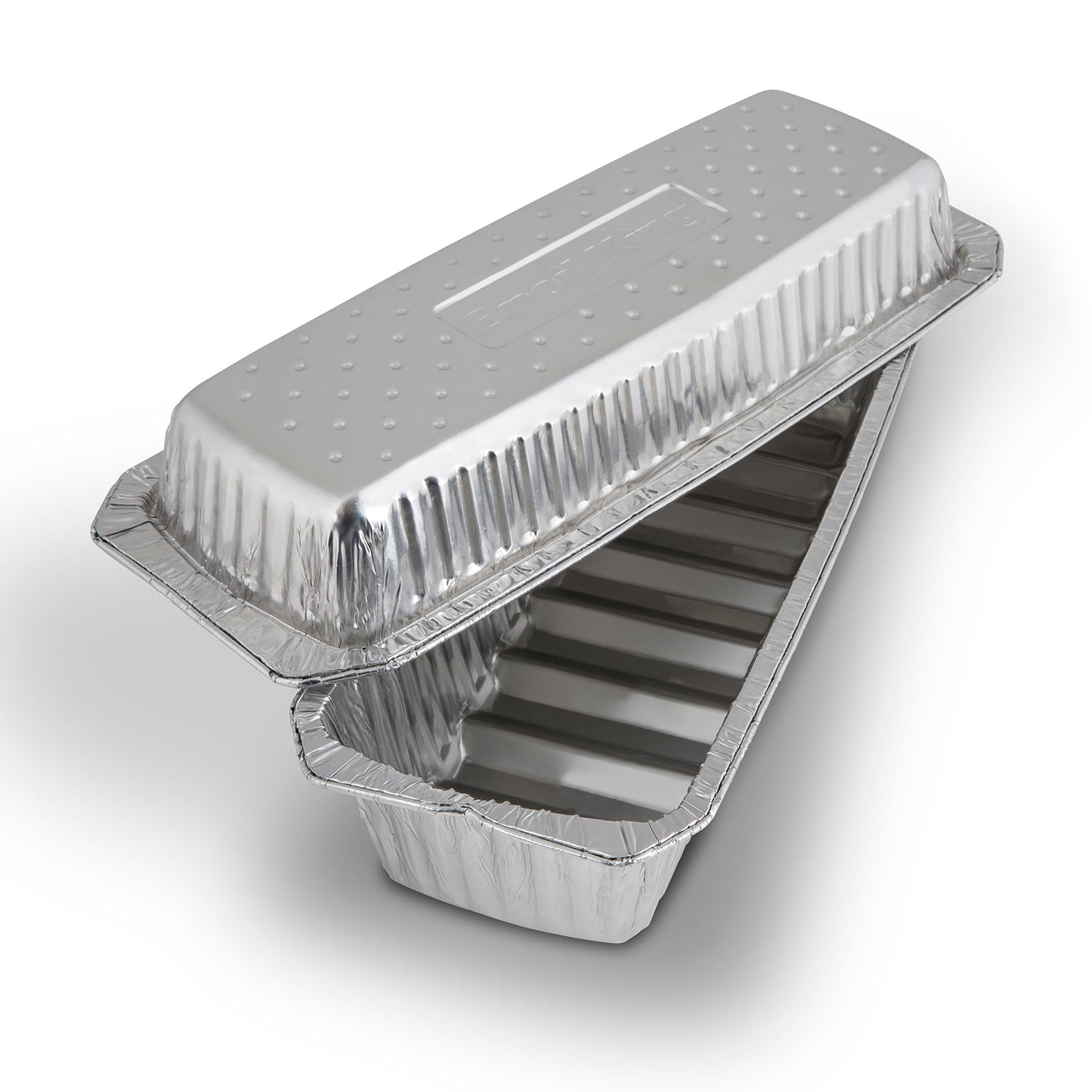 Aluminum foil ribbed roaster liner with perforated base and matching lid section