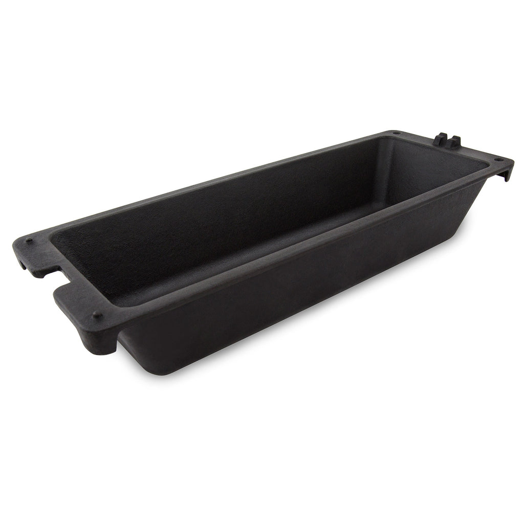 Black cast iron wok insert, rectangular basin with side handles