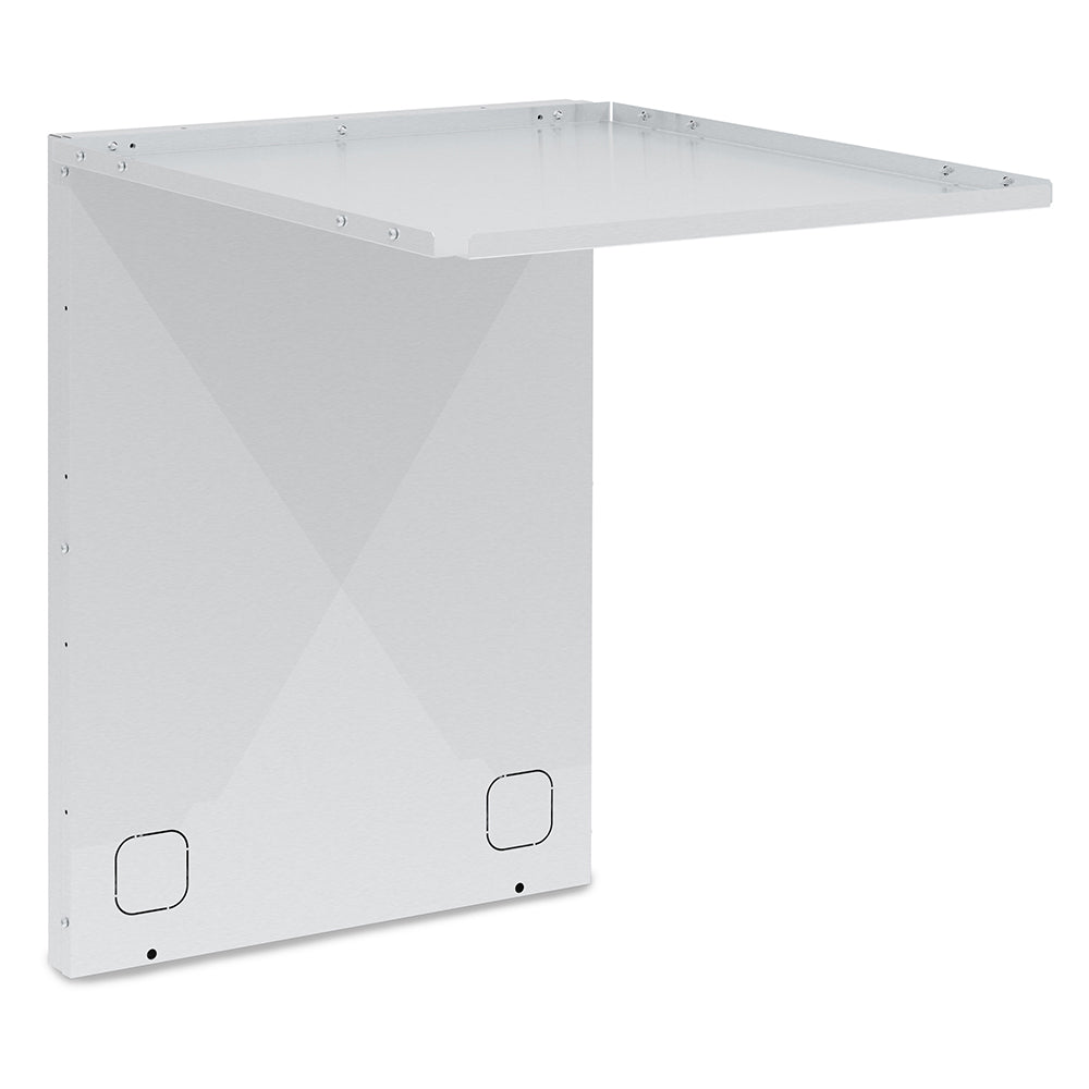 Stainless steel refrigerator rear panel with mounting holes and two rectangular cutouts