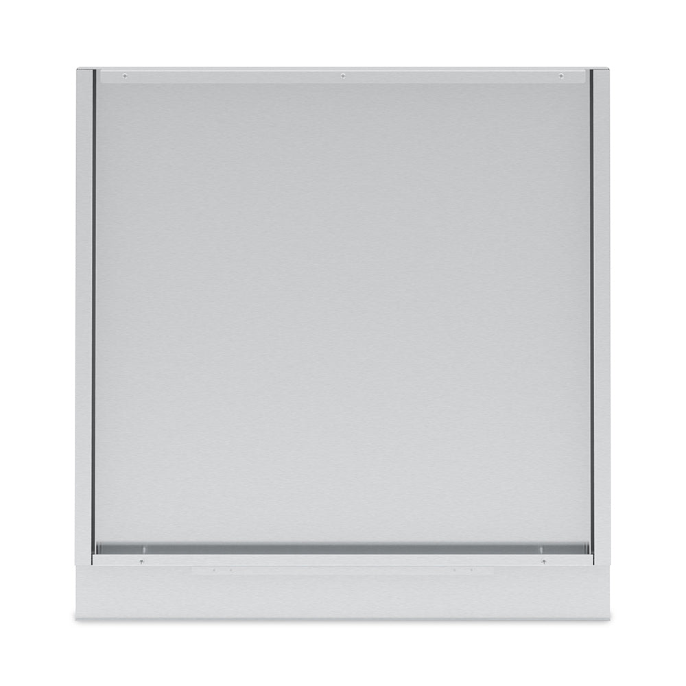 Stainless steel rear panel with top and bottom rails, flat rectangular plate