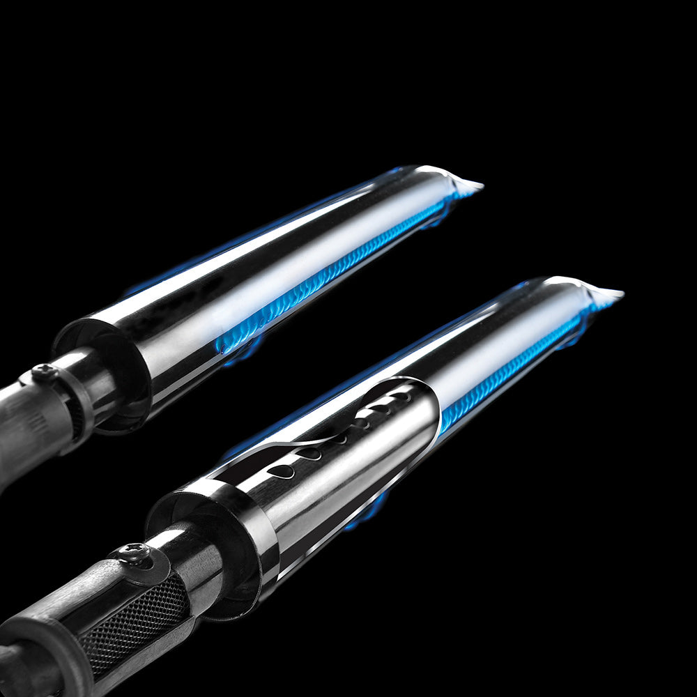 Stainless burner tubes with blue flame ports for a gas grill