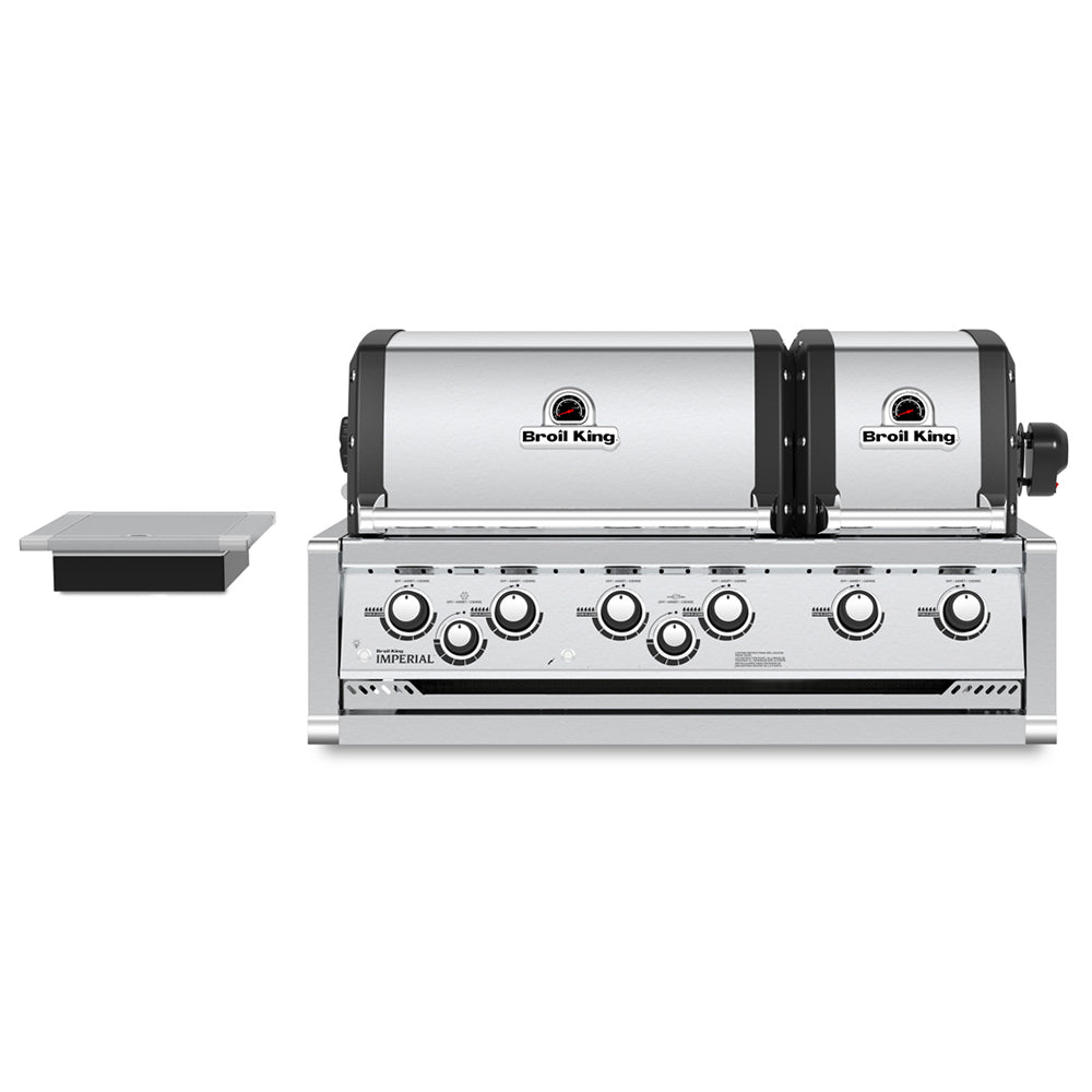 Broil King Imperial built-in gas grill with side burner and stainless control panel