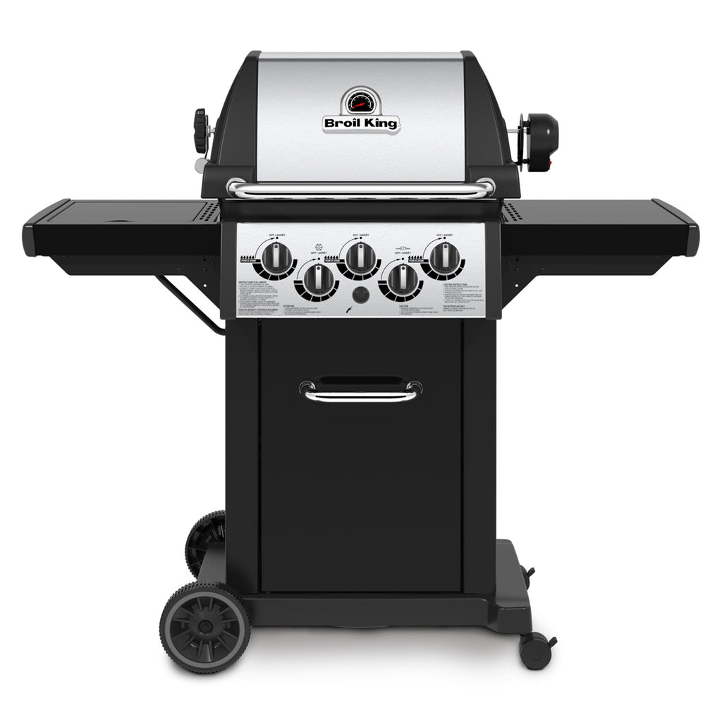 Broil King MON-390 Monarch 390 3-Burner Grill on 2-Wheel Cart with Side Burner, 22-Inches