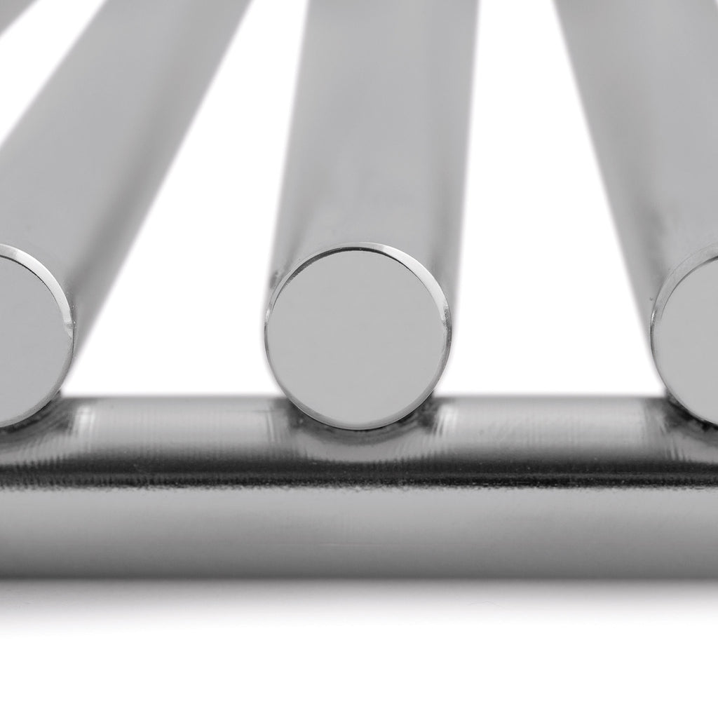 Stainless steel burner assembly with circular burner knobs and tubes