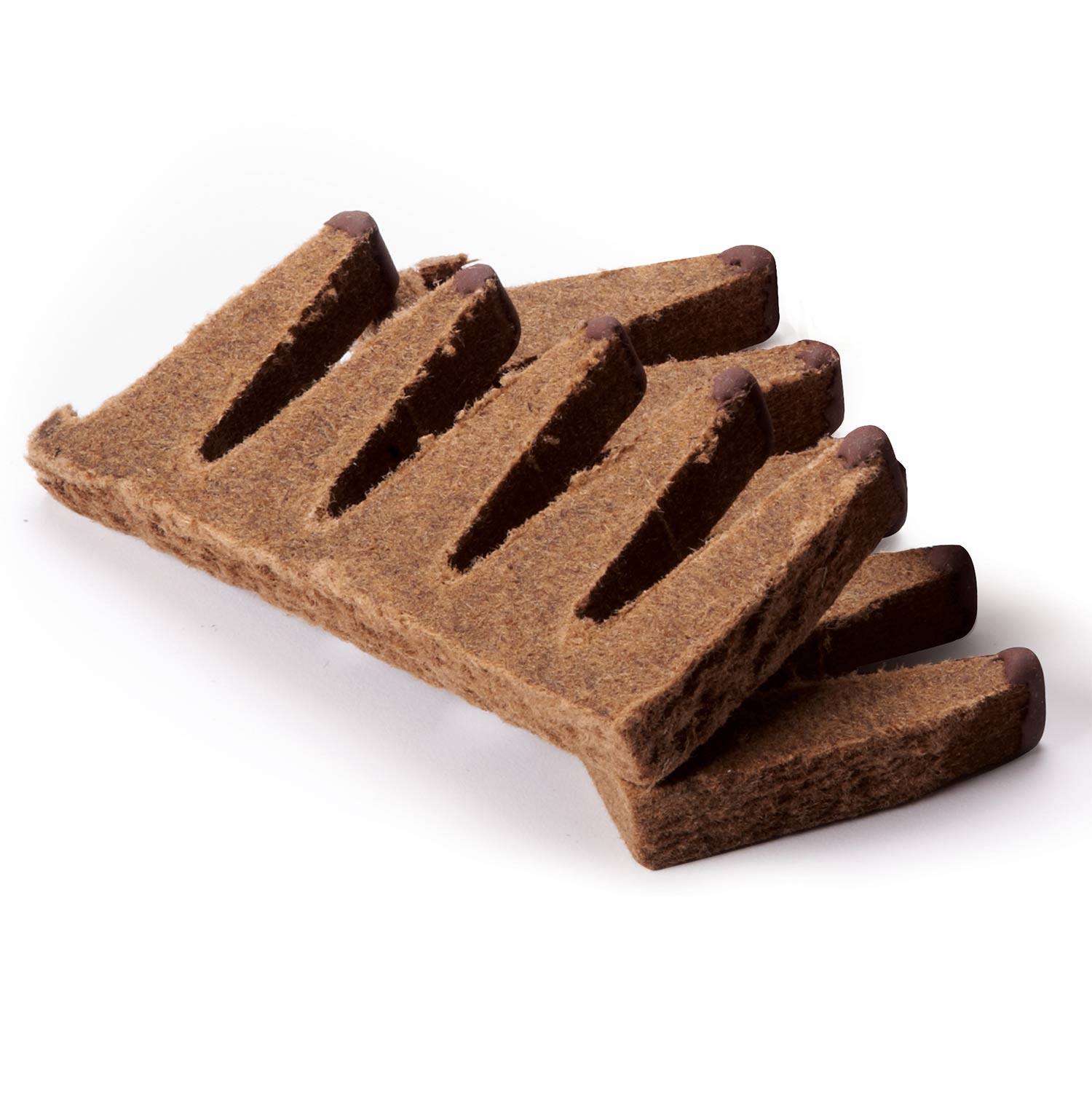 Fire starter blocks with grooved slots, brown
