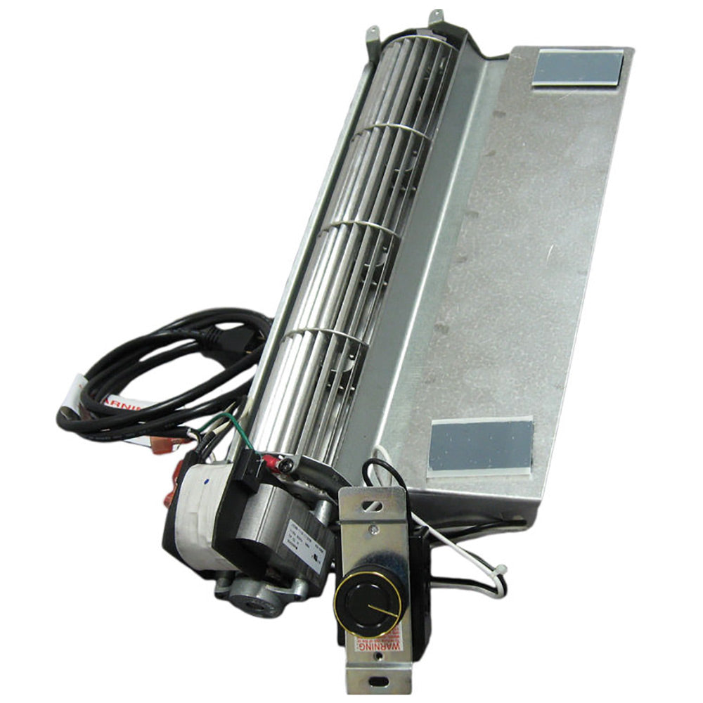 Variable thermostat blower kit with metal fan housing and wiring harness, control module