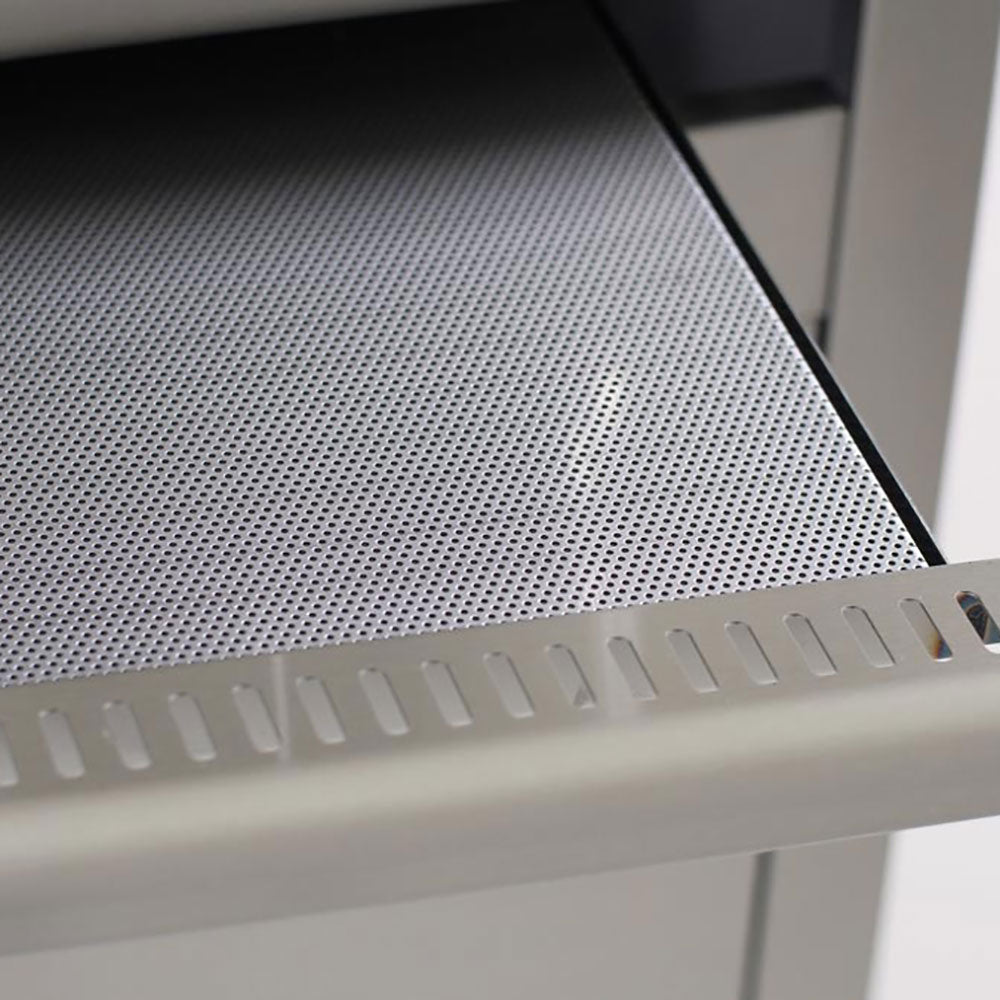 Perforated metal flame guard insert with front vent slots