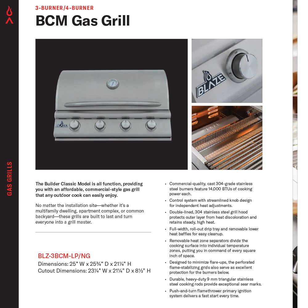 Blaze BCM 25-Inch 3-Burner Built-In Gas Grill