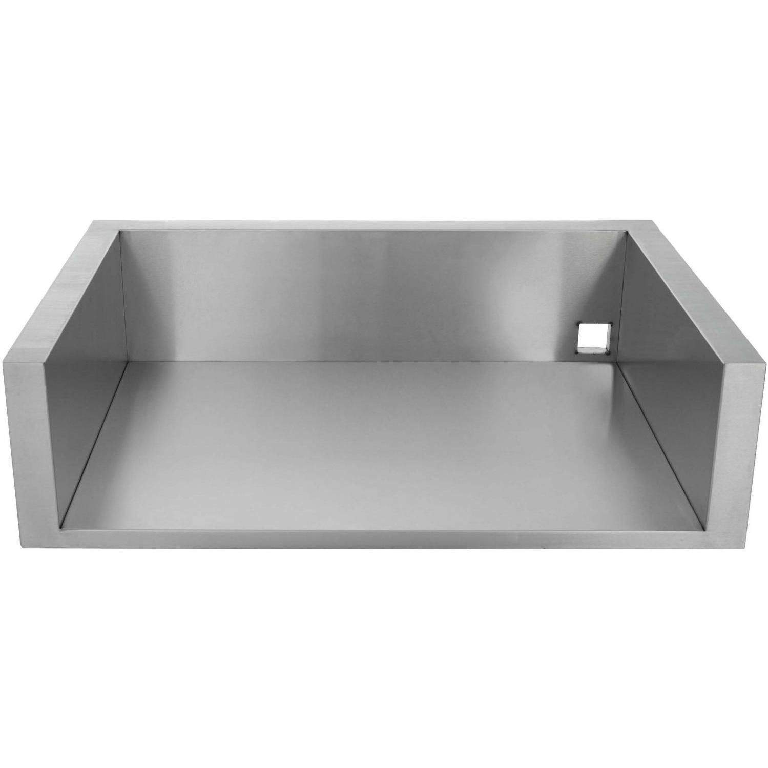 Rectangular metal storage bin with open top and interior side walls