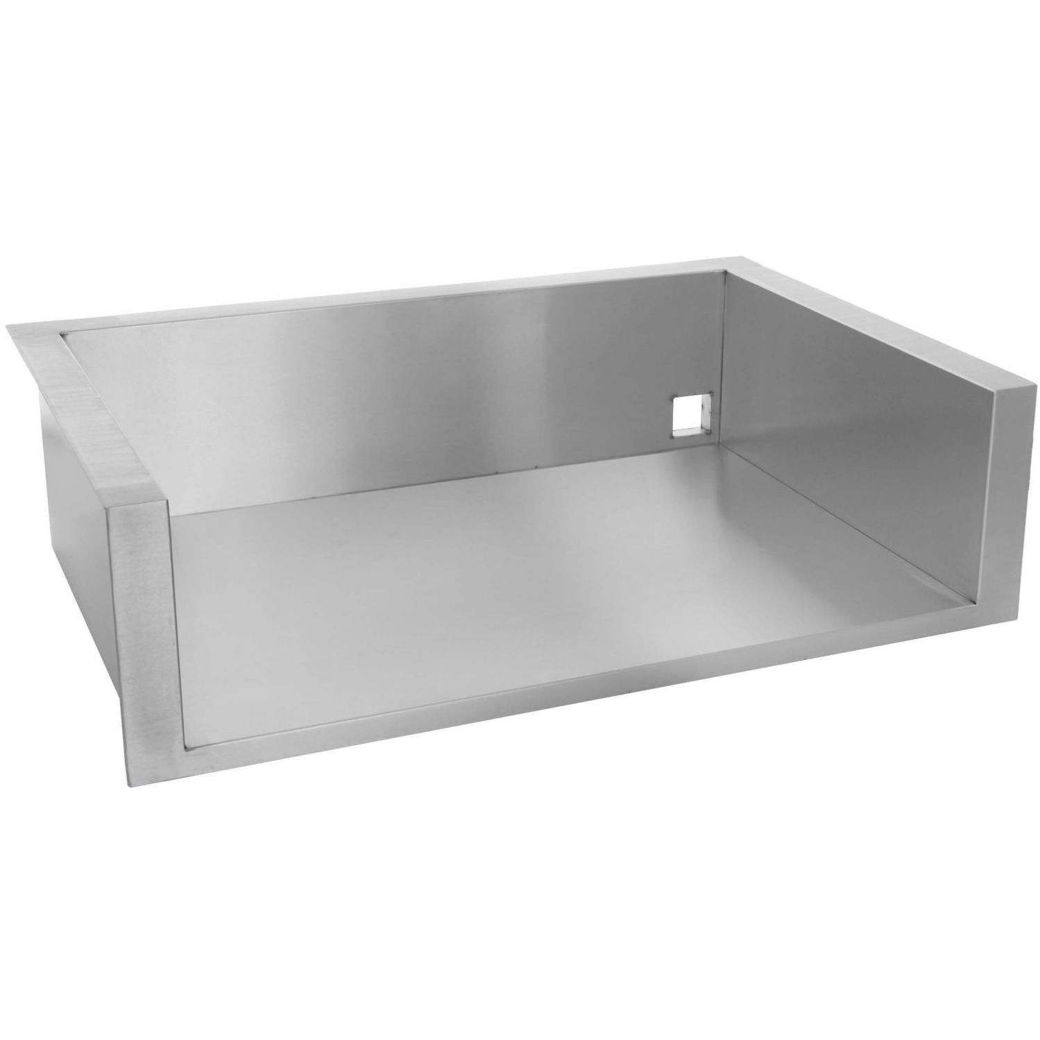 Rectangular metal storage bin with open top and short side panels