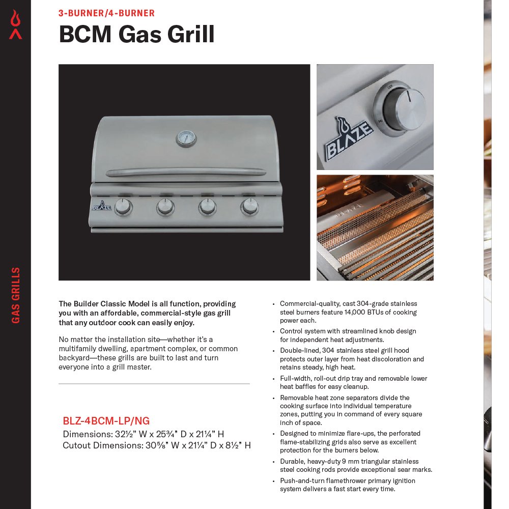 Blaze BCM 32-Inch 4-Burner Built-In Gas Grill