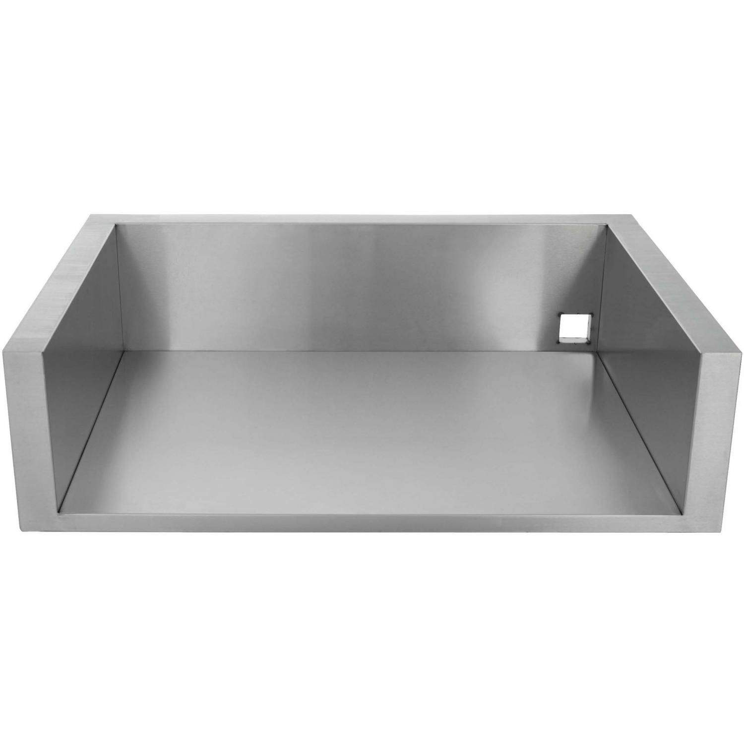 Rectangular insulating jacket, open front with smooth interior and recessed side panels