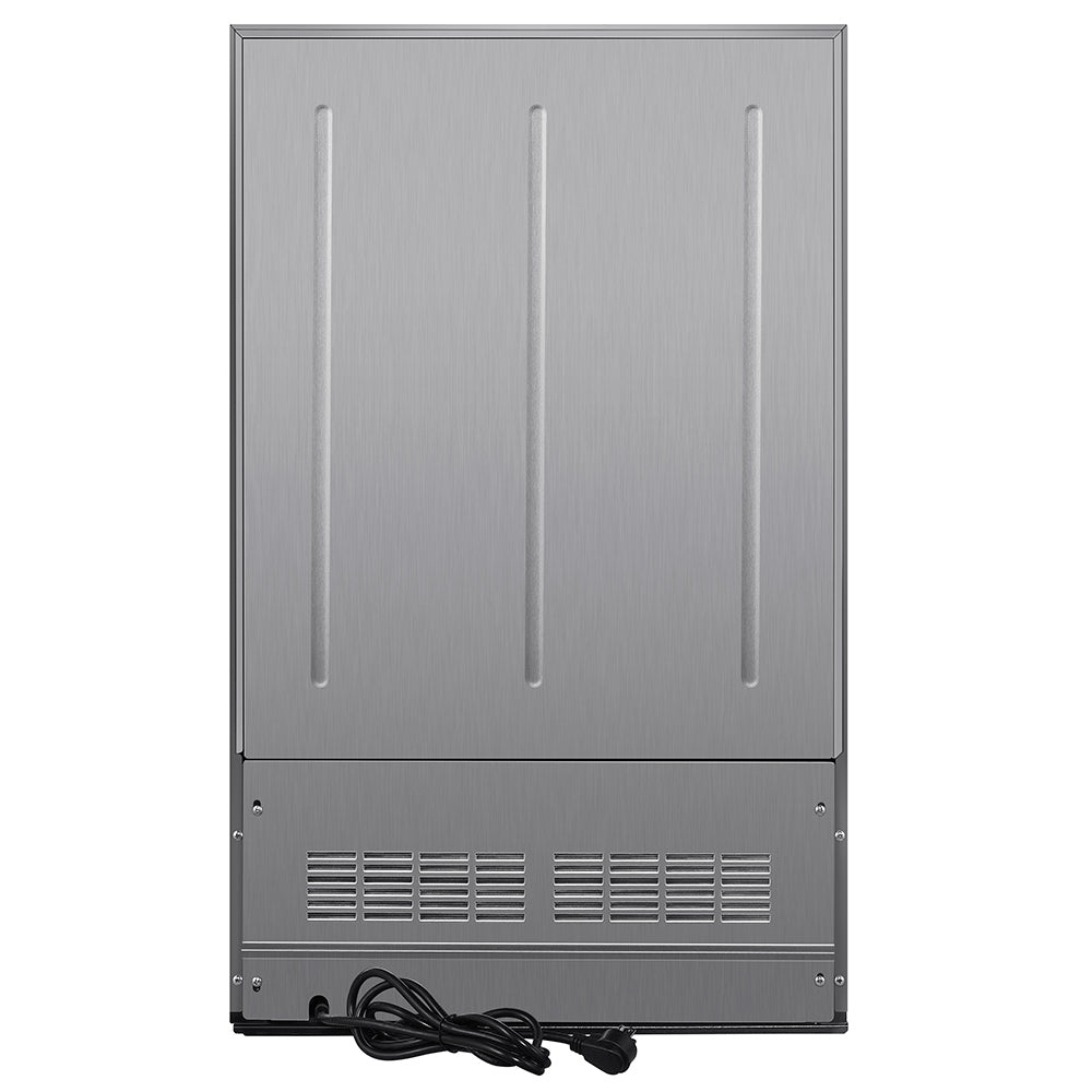 Beverage cooler back panel with vents and attached power cord