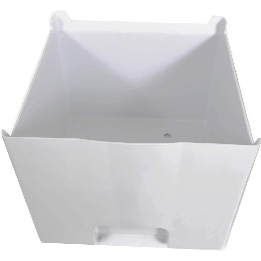 White ice harvest bin with front handle cutout