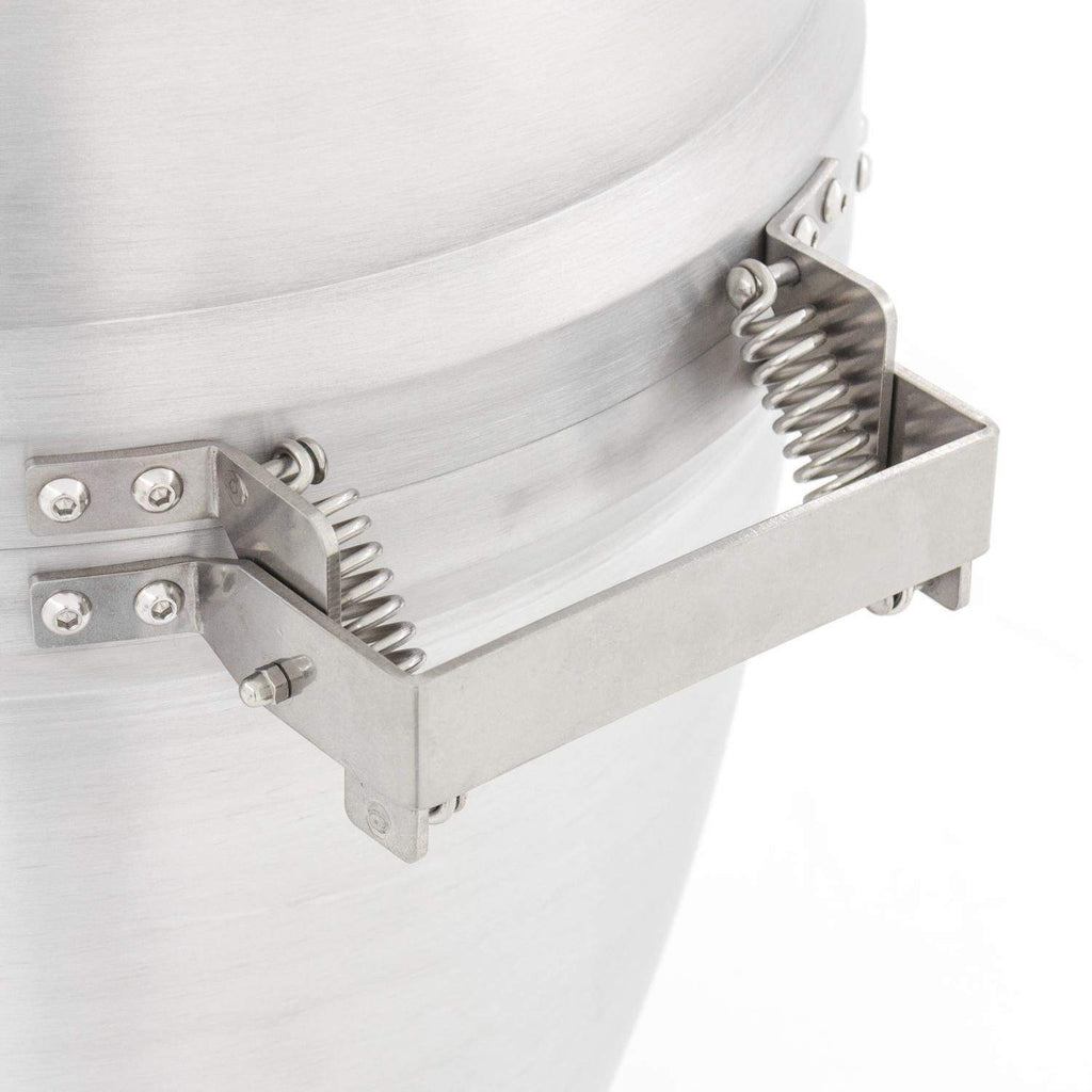 Cast aluminum kamado grill side latch with spring-loaded lid support