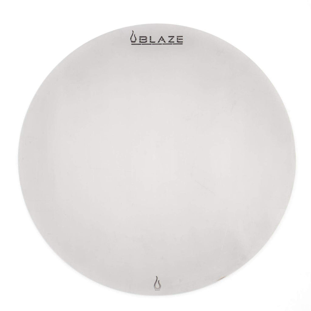 Stainless steel cooking plate with Blaze logo, round 15-inch grill insert