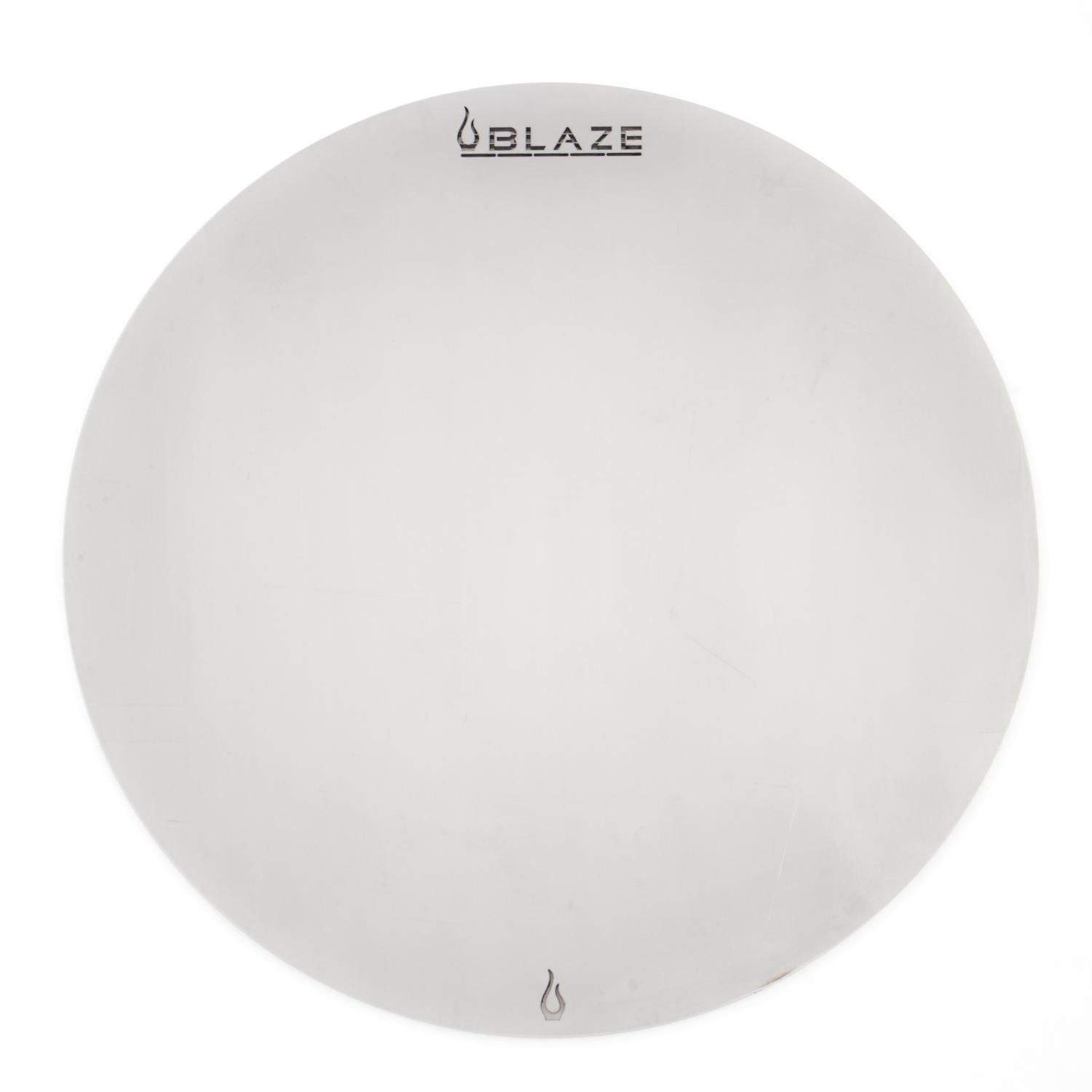 Stainless steel cooking plate with Blaze logo, round 15-inch grill insert