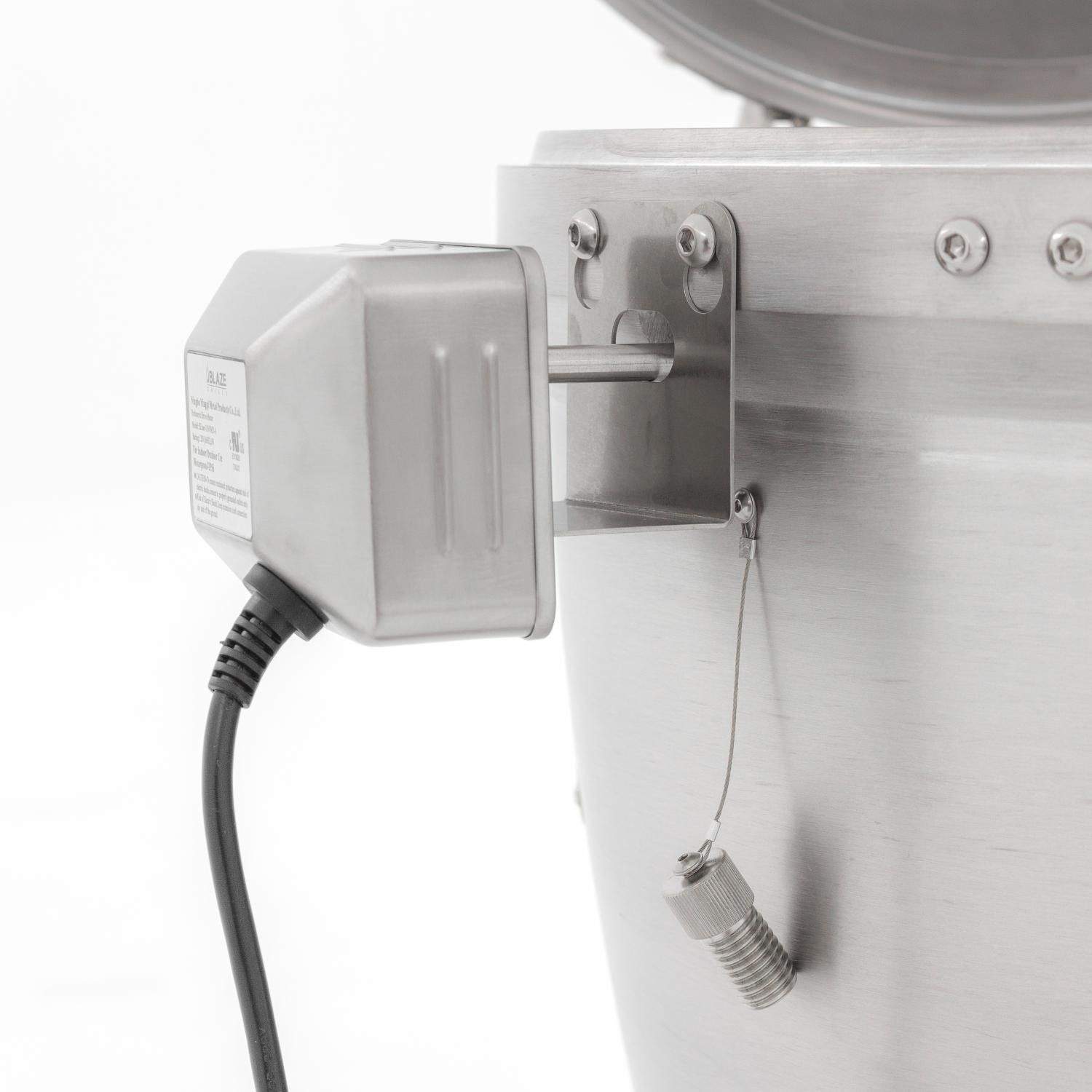 Rotisserie motor unit with power cord and metal mounting bracket for grill