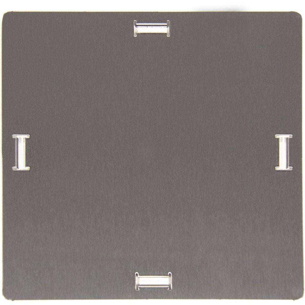 Stainless steel propane tank hole cover plate with corner mounting brackets