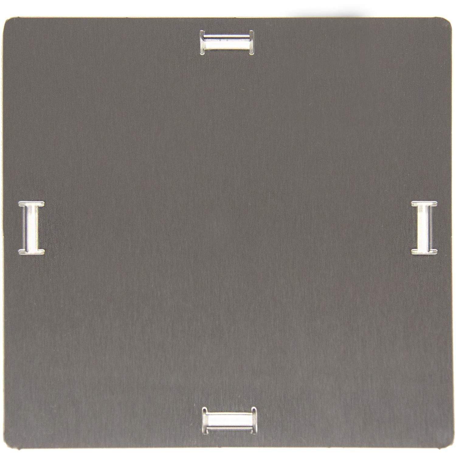 Stainless steel propane tank hole cover plate with corner mounting brackets