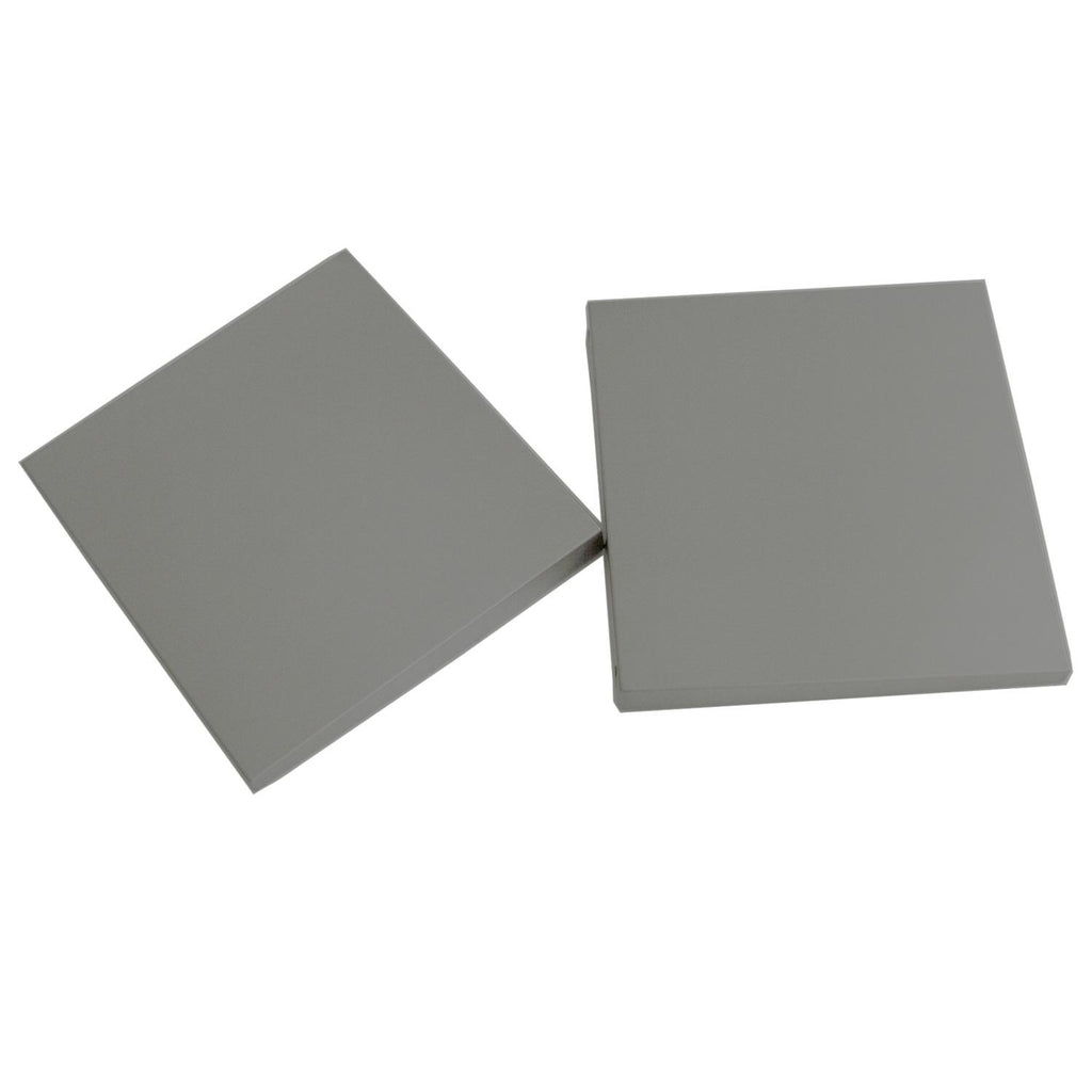 Gray metal side shelf panels, two-piece set
