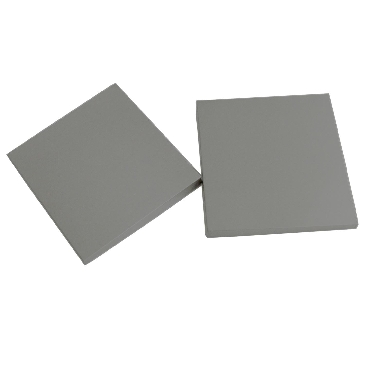 Gray metal side shelf panels, two-piece set