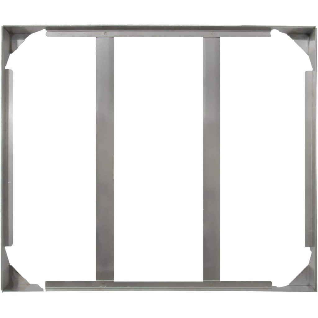 Stainless steel tray base with side rails for holding a ceramic pizza stone