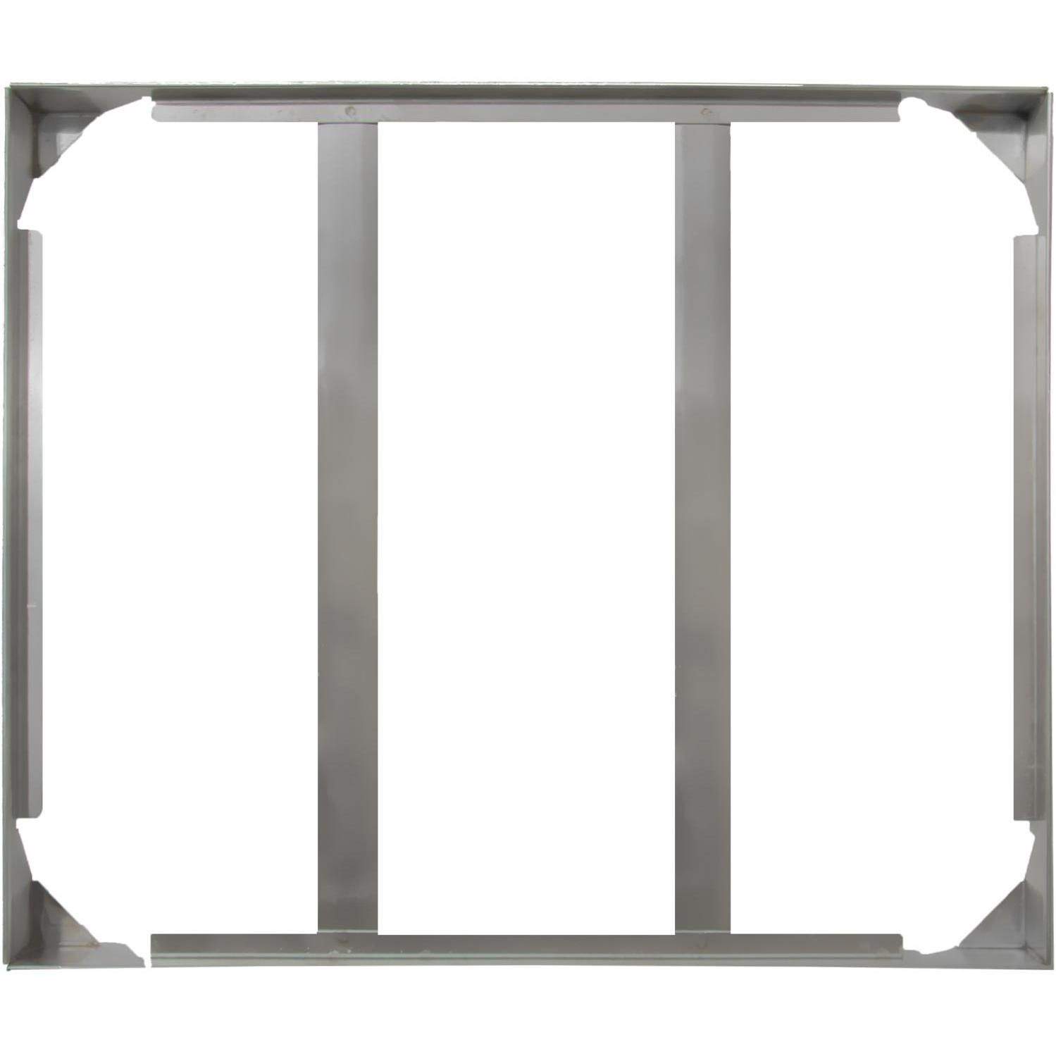 Stainless steel tray base with side rails for holding a ceramic pizza stone