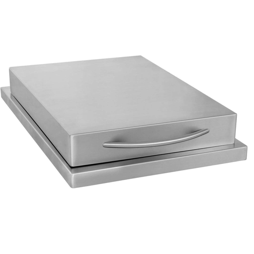 Stainless drop-in single-burner base with flat cover and curved handle