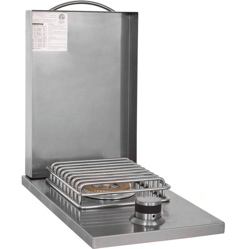 Stainless drop-in single-burner gas cooktop with grate and front control knob
