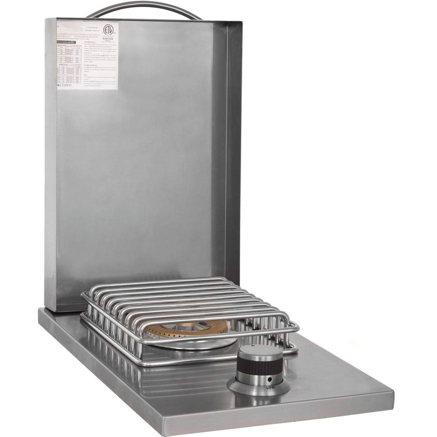 Stainless drop-in single-burner gas cooktop with grate and front control knob
