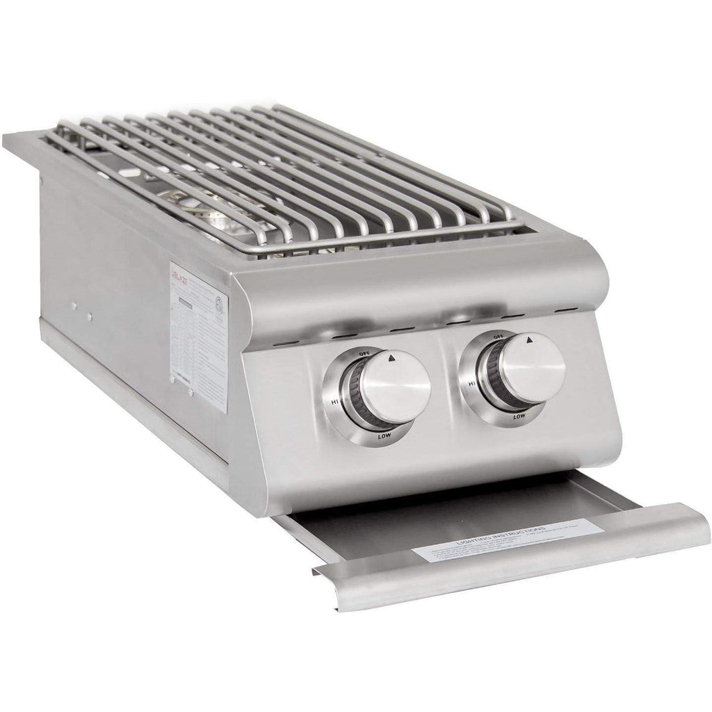 Built-in stainless steel double burner gas grill with two control knobs