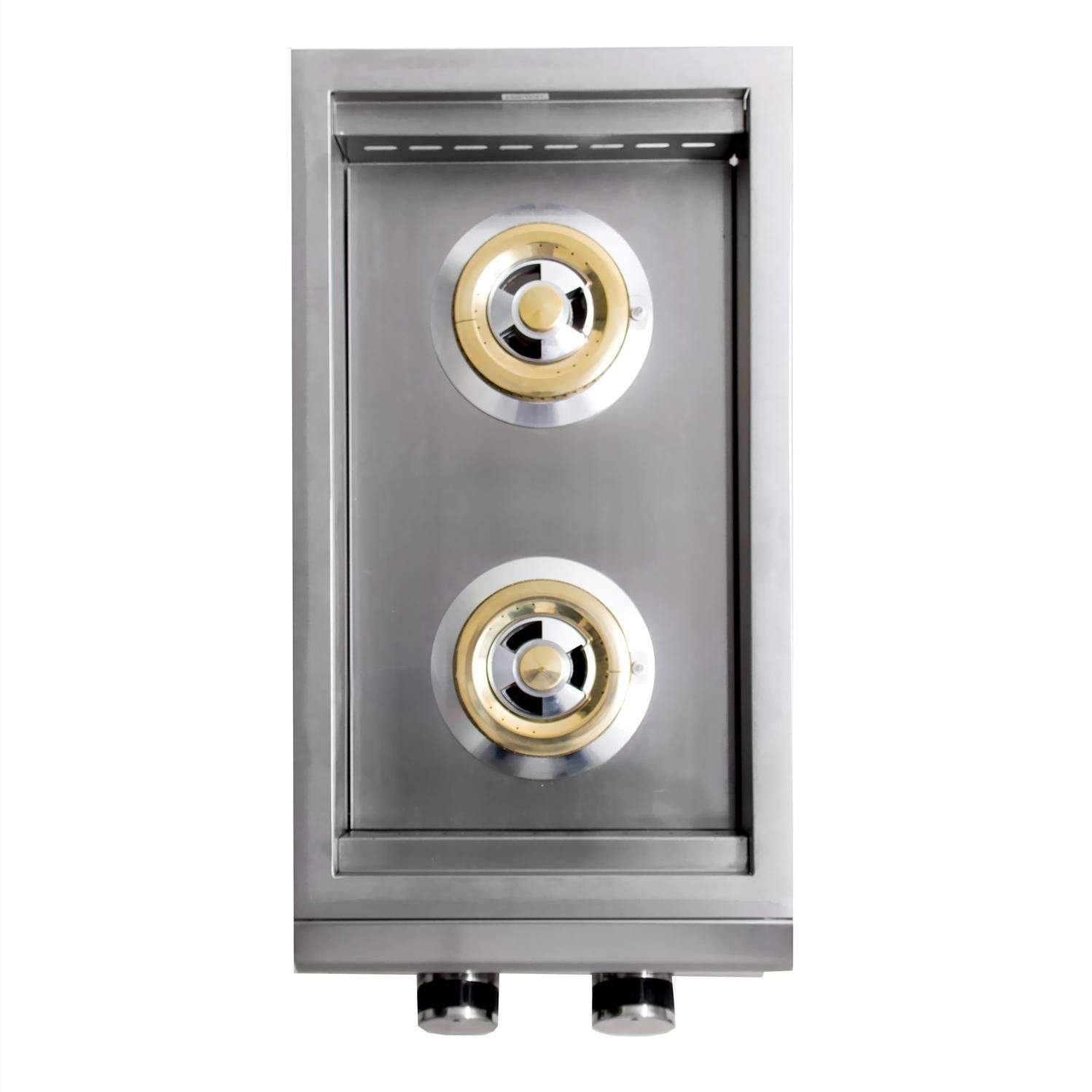 Built-in double burner gas insert with two circular burner heads
