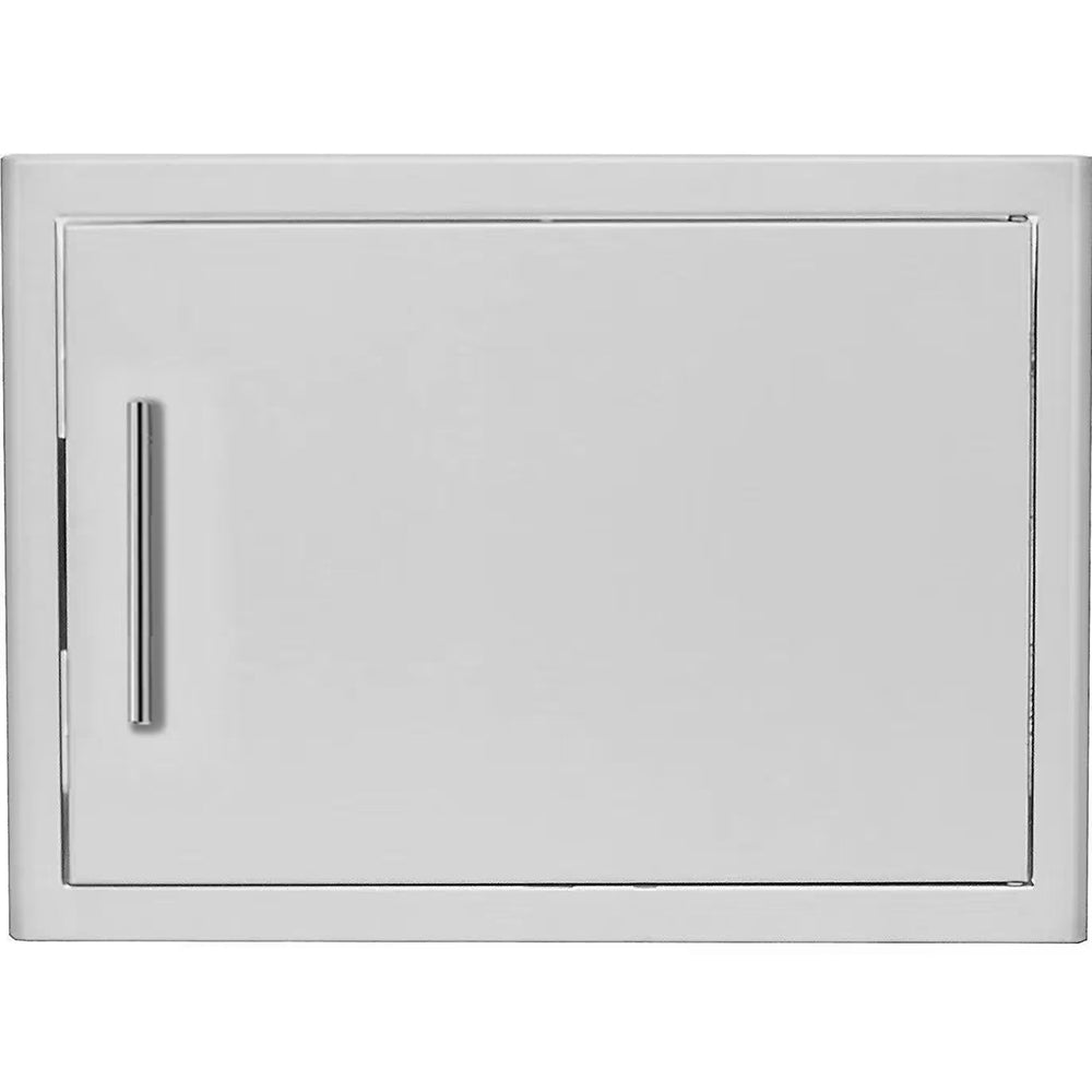 28-inch horizontal access door with rectangular frame and recessed handle, light gray.