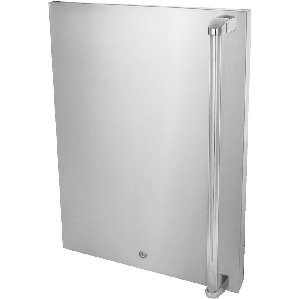 Stainless steel refrigerator door upgrade panel with left-hinge hardware