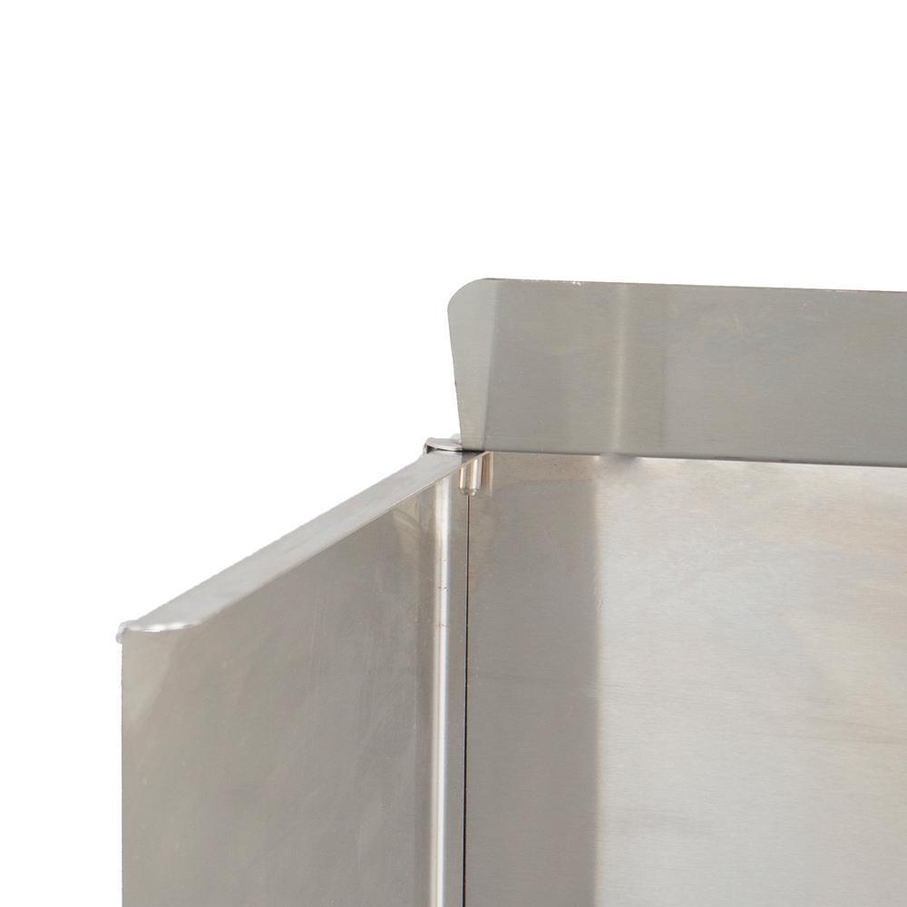 Stainless steel wind guard with raised back panel edge and side mounting seam